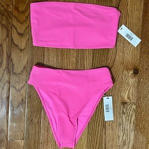 NWT Frankie’s Bikinis Bright Pink Jenna Bikini Top and Bottom, Sz S